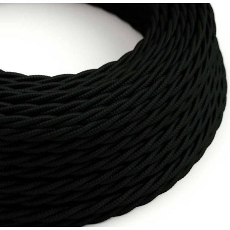 Creative-cables italia cable elÉctrico trenzado recubierto de tejido efecto seda 3x0,75 negro xz3tm04
