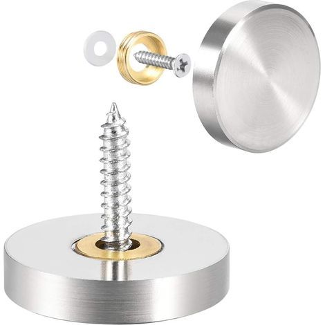 Cache Vis Miroir Décoratif Capuchons Couverture Clous Brossé Acier Inox 25mm 4Pcs (1/4)