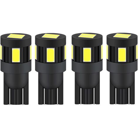 Ampoule t10 w5w led 12V 24V Blanc 6000K, Pas De Polarité Conçu pour 2825 194 168 158 (4 pcs) [Classe énergétique A+]