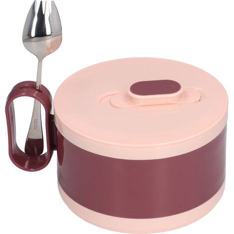 Bol Ramen Isolant Double Acier Inoxydable avec Couvercle pour Étudiants et Bureau (Bol Fast Food Violet Taro + Cuillère 304)