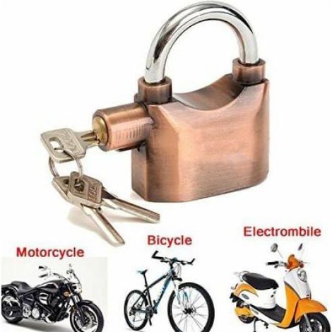 Cadenas Alarme - 120 dB - Capteur Vibrations - Acier Trempé - Pour Vélo Moto Porte Jardin Cabanon - 7 x 3,3 x 10 cm - 6 Piles LR44 - 1 Pièce (1/4)