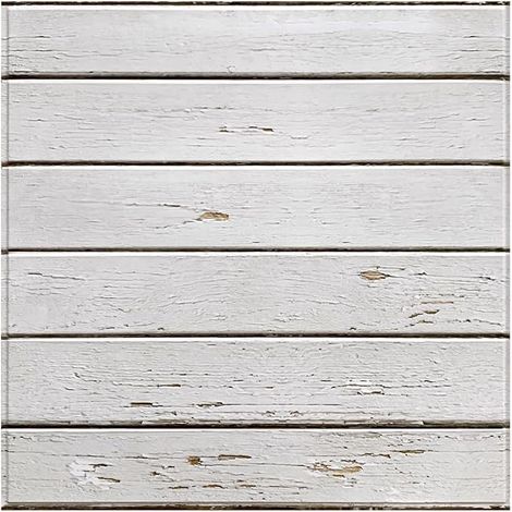 Panneaux muraux 3D autocollants aspect bois Blanc PVC Revêtement mural 3D aspect bois Papier peint autocollant 3D décoration murale 30 x (1/5)