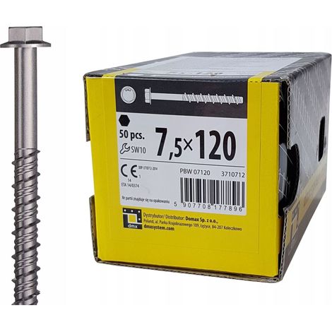 Boîte de 50 vis d'ancrage béton 7,5 x 120
