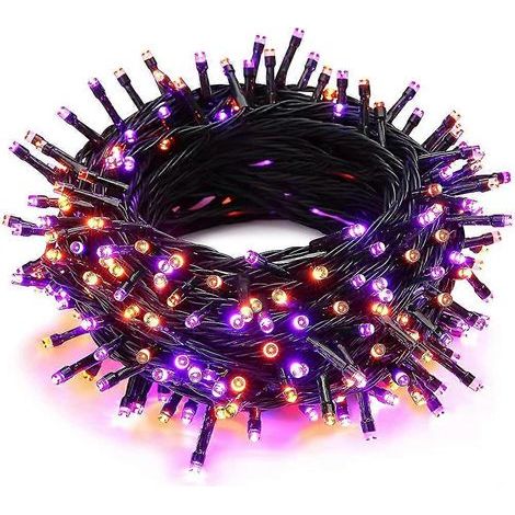 Guirlande lumineuse d'Halloween orange et violette. 20 m, 200 LED, pour extérieur, décoration de Noël. (1/5)