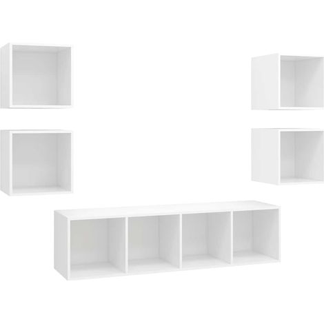 Maison Exclusive - Set Mobili Porta TV 5 pz Bianco in Legno Multistrato (1/5)
