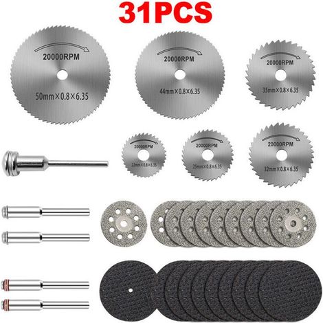 31 Disques Coupe Diamantés Revêtus Outil Rotatif Dremel Mandrin Accessoires Découpe Précision Travail Métal Bois
