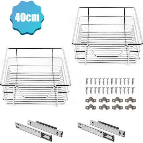 Jiubiaz 6 cajones telescópicos para armario de cocina Cajón telescópico Cajón suspendido Cajón plateado 40 cm