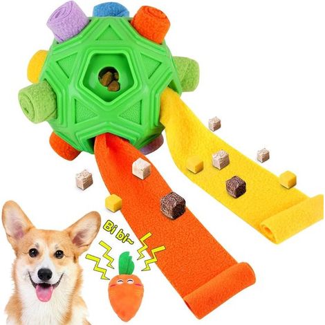Palla olfattiva interattiva per cani - gioco olfattivo con premietti - carota che squittisce - distributore di cibo a lenta erogazione