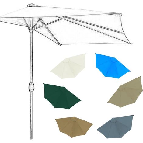 Toile De Demi-Parasol 5 Baleines Auvent De Parasol De Remplacement Housse De Rechange pour Parasol Demi-Rond 2.7m 3.0m Dessus De Parapluie(Beige,10ft/3.0m) (1/5)