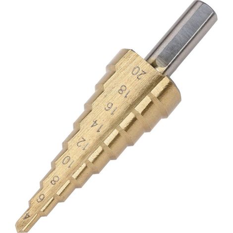 Trade Shop - Broca Escalonada Cónica Espiral 4 A 20 Mm Gradual -