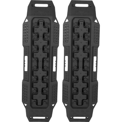 2 plaquettes de désenlisement universelles, échelles de traction pour pneus, tapis de récupération pour sable, boue et neige - Noir (1/5)