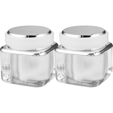 2-Piece Silver Acrylic Cream Pot, 50g Refillable, with Stable Design for Makeup and Bathroom Storage (1/5)