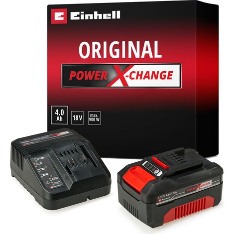 Kit Batteria al Litio Power X-Change 18V 4,0Ah con Caricabatteria Rapido Compatibile con Tutti gli Utensili Einhell