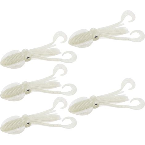 Lot de 5 leurres pieuvre souples et lumineux pour la pêche en mer (environ 18 cm). (1/5)