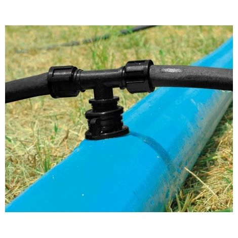 MANGUERA ESPECIAL PARA CINTA DE RIEGO FLAT-  FLOW DE 77 MM  CON TOMAS A 150 CM (1/3)