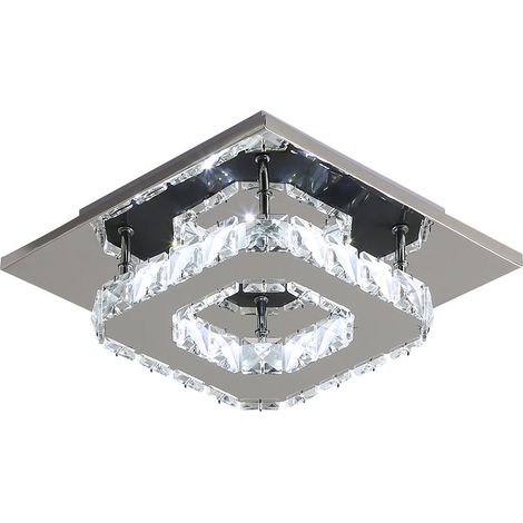 Goeco – Plafonnier LED 12W 6500K en cristal K9 – Design moderne – Dimensions 20 x 20 x 8 cm – Pour salles de bain, cuisines et chambres (1/5)