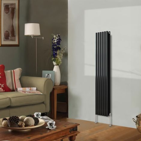 NRG Black Modern Designer Radiator Oval Column Central Heating Rads Vertical Double 1600x354mm (1/3)