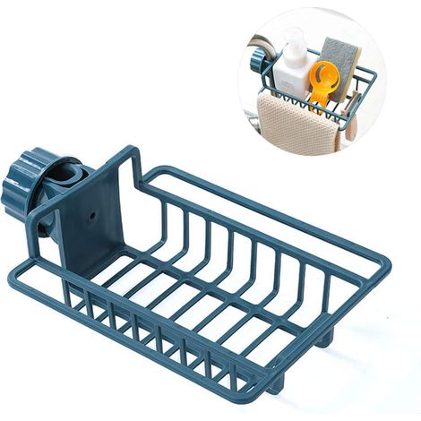 1 Stück rutschfester Ablagekorb für Küchenarmaturen, Spülbecken-Organizer, Abtropfhalter für Spülbecken (Blau) (1/5)