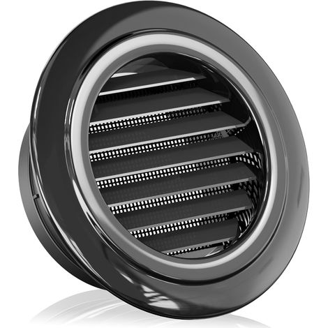 Grille De Ventilation Ronde 150 Mm - 1 Pièce - En Abs Noir - Avec Moustiquaire Intégrée - Pour Garage Cuisine Salle De Bain (1/5)