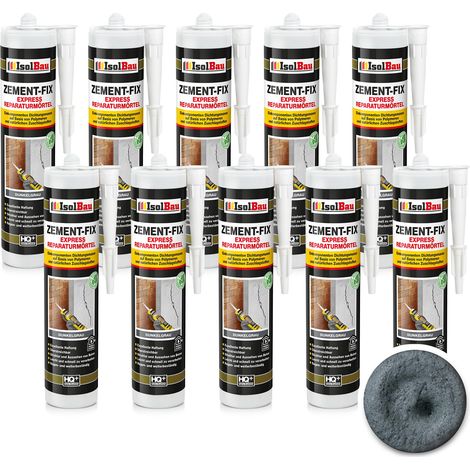 IsolBau Zement-Fix Reparatur- und Dichtungsmörtel Dunkelgrau 10 x 300 ml (1/5)