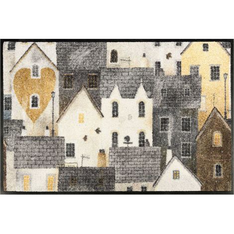 FLOORNOVO Schmutzfangmatte Trend Design - 75 cm x 50 cm - Stadtfelder - waschbare Fußmatte Innen und übderdachte Außenbereiche (1/3)