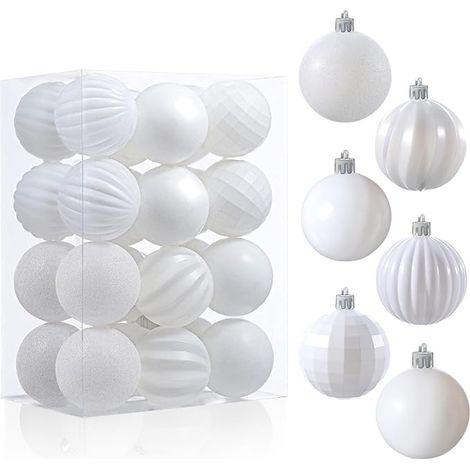 petites boules de Noël incassables à suspendre pour sapin de Noël, couronne, guirlande, vacances, fête de mariage et décoration intérieure (blanc, 4,1 cm)