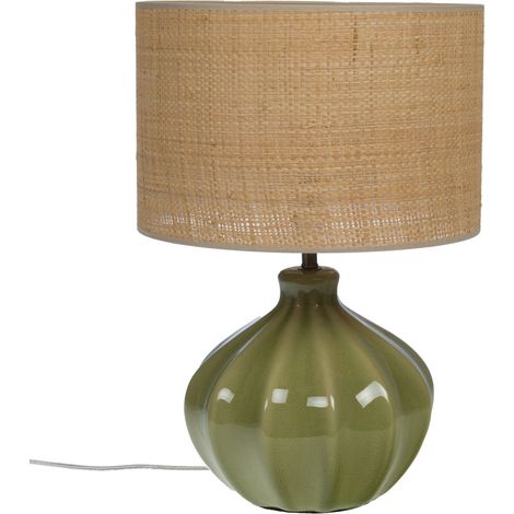 Amadeus - Lampe Clémence verte abat jour raban