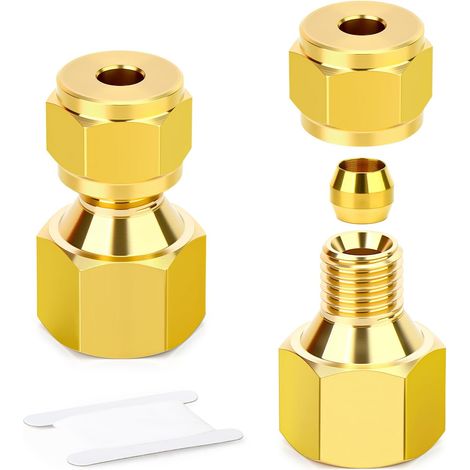 2 pièces raccords de tuyaux à compression en laiton, diamètre extérieur du tube 3 mm x raccord droit à compression femelle 1/8" BSP (1/5)
