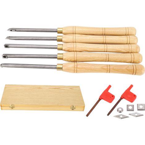 Jeu de 5 outils de tournage à bois démontables, ciseaux de tour à main pour menuiserie, gouges de tourneur professionnel, lot de lames pour tour à bois, outils de sculpture sur bois à main, kit de tou (1/5)