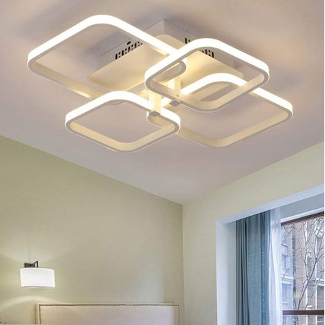 Plafonnier LED Carré Dimmable Remote, Luminaire de Plafond Moderne avec Abat-jour en Acrylique (1/5)