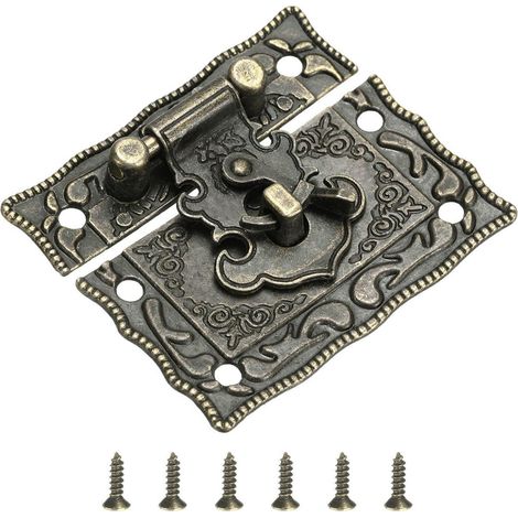 Antiker Haspelverschluss 43x51mm aus Zinklegierung mit Schrauben für Schmuckschatulle Koffer Werkzeugkasten Holzkiste Bronze
