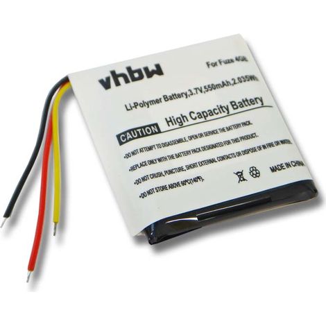 vhbw Replacement Battery compatible with Sandisk Sansa Fuze 4GB, Fuze 8GB MP3-Player Music Player (550mAh, 3.7V, Li-Polymer)