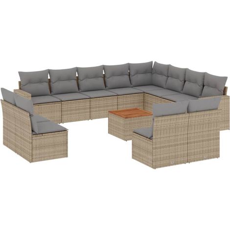 Maison Exclusive - 13-tlg. Garten-Sofagarnitur mit Kissen Beige P (1/5)