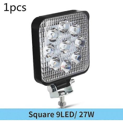 Nouvelle barre lumineuse LED 48 W, projecteur carré 16barra, éclairage de travail LED tout-terrain 12 V/24 V 27 W pour voiture, camion, 4x4, SUV, quad, 27 W, 1 pièce (.120) (1/5)