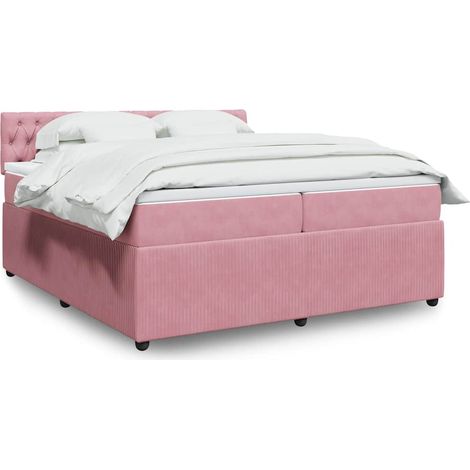 Boxspringbett mit Matratze Rosa 200x200 cm Samt (1/5)