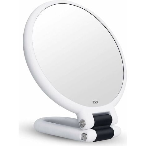 Miroir grossissant x15 miroir pliant double face pour divers détails de maquillage (blanc) (1/4)
