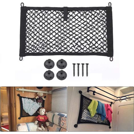 Rete portaoggetti laterale per auto - Elastica - Per roulotte, camper, camion, furgone - Rete portaoggetti per bagagli - 25 x 45 cm (1/5)