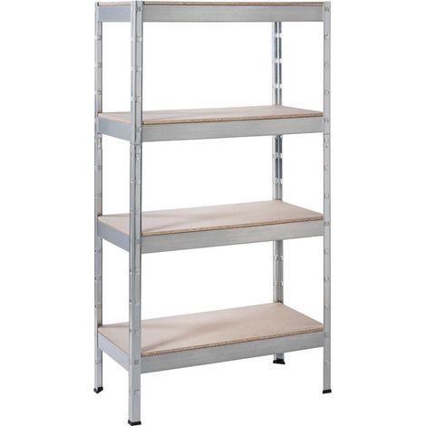 SCHULTE Regalwelt Rayonnage pour charges lourdes avec 4 étagères en bois, capacité de charge par niveau env. 75 kg, 150x75x30 cm (HxLxP), galvanisé, rayonnage de stockage, rayonnage de cave, rayonnage (1/3)