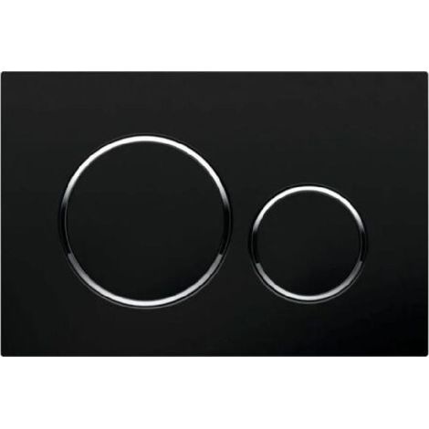 Ecleanfy - Convient pour Plaque de commande WC Geberit Sigma20 – Rinçage double touche noir mat laqué – Revêtement facile à nettoyer – Anneaux chromés brillants