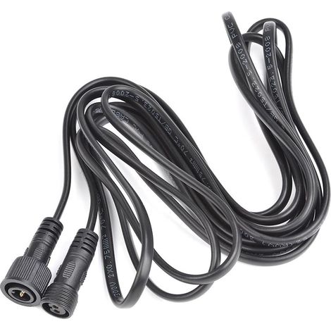 Cable De Rallonge Solaire - 3 M - 2 Pin - Etanche IP20 - Pour Projecteurs Solaires Et Luminaires Exterieurs - Noir (1/4)