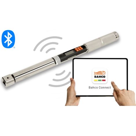 Bahco Elektronischer Drehmoment-/Drehwinkelschlüssel 40-800 Nm mit Datenspeicher & Bluetooth Schnittstelle & rechteckiger Aufnahme für Einsteckwerkzeu
