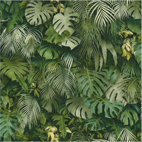 Nature wallpaper wall Profhome 372802 non-woven wallpaper smooth with palm trees matt green 5.33 m2 (57 ft2) (1/5)