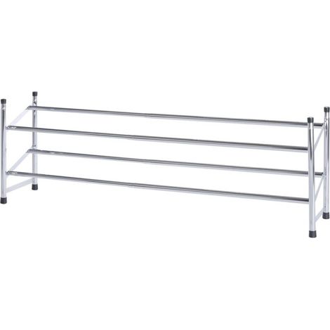 Étagère à chaussures télescopique extensible 64-119cm – Rangement pour 10 paires – Acier chromé – Empilable – Dimensions 64-119x35x23cm (1/5)