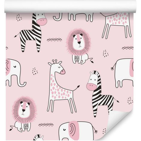 Papier peint Animaux Lions et Girafes pour Salon et Chambre 50x1000 cm (1/5)