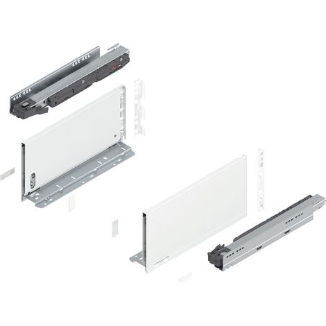 Blum Legrabox pure H C Schubladenschienen Set 1 Paar, 40kg 350mm Tip On Vollauszug, seidenweiß (1/5)