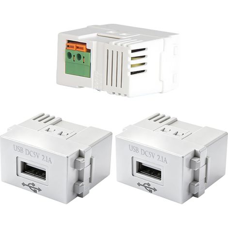 Lot de 3 modules d'alimentation USB encastrés - Prise 220 V vers transformateur 5 V - Prise de charge 2,1 A - Adaptateur de commutation pour smartphones et appareils USB (1/5)