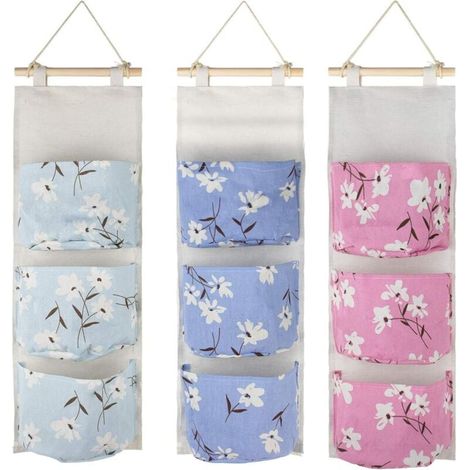 Set aus 3 wandmontierten Aufbewahrungstaschen zum Aufhängen über der Tür, wasserdichter Organizer aus Leinenstoff mit 3 Taschen, multifunktionale Aufbewahrungsregale für Kleiderschrank, Schlafzimmer,