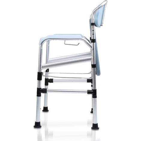 Jiubiaz Sedia da bagno Sedia da notte Regolabile in altezza per anziani e disabili ecc. con schienale e seduta antiscivolo