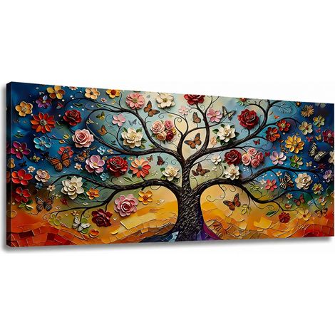 Lupia Quadro moderno soggiorno camera da letto Canvas World ALBERO INCANTATO 52x122 cm, Stampa su Tela, Telaio in Legno