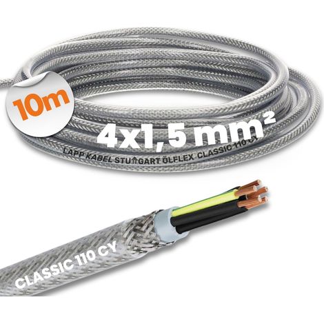 10 MÈTRES DE CÂBLE DE COMMANDE BLINDÉ LAPP 1135304 ÖLFLEX CLASSIC 110 CY 4G1,5MM² AVEC GAINE EXTÉRIEURE TRANSPARENTE